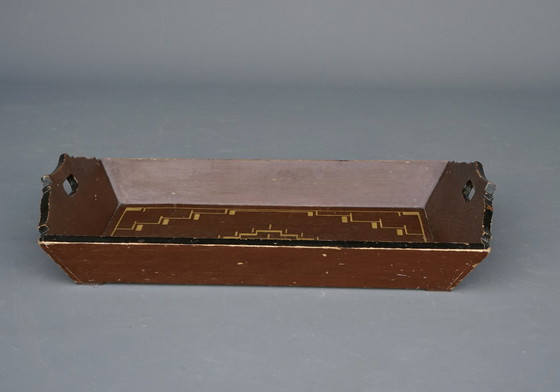 Image 1 of Amsterdamse School Bemaltes Holztablett, 1930er Jahre