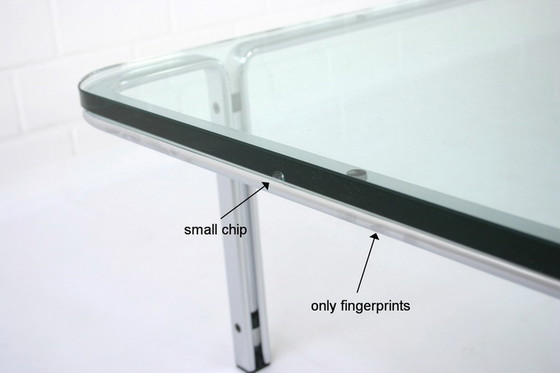 Image 1 of Horst Bruening for Kill International, large T111 Chrome Glass Coffee Table / Couchtisch, Germany