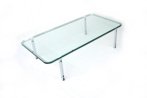 Image 1 of Horst Bruening for Kill International, large T111 Chrome Glass Coffee Table / Couchtisch, Germany
