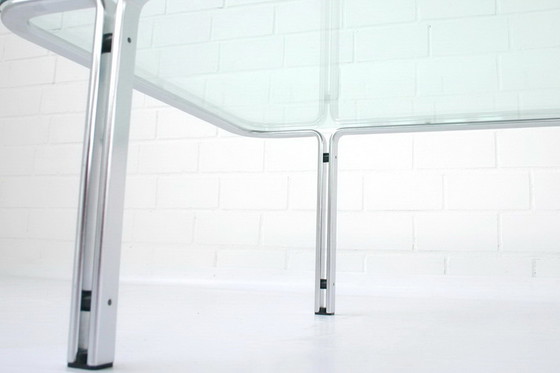 Image 1 of Horst Bruening for Kill International, large T111 Chrome Glass Coffee Table / Couchtisch, Germany