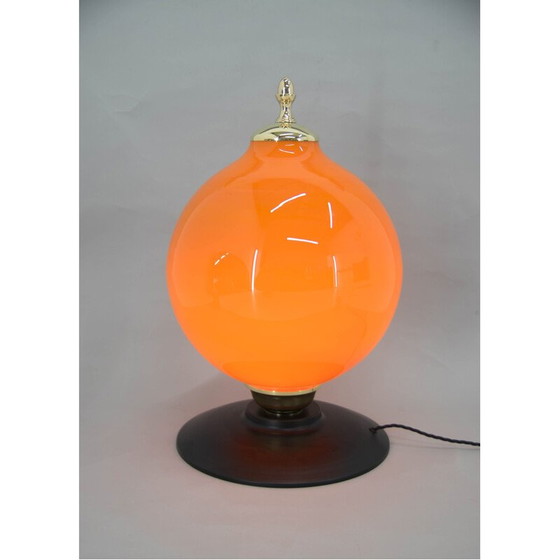 Image 1 of Postmoderne orangefarbene Tischlampe aus Glas, 2000er Jahre