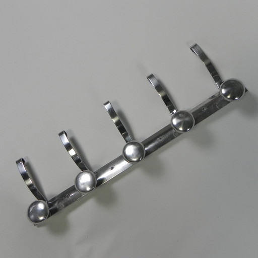 Aluminium Vintage Wandgarderobe mit 5 Haken, 50er Jahre