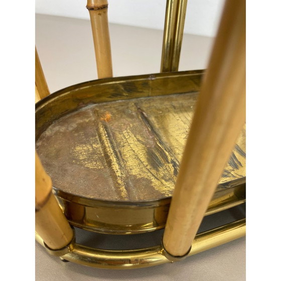 Image 1 of Hollywood Regency Vintage Schirmständer aus Messing und Bambus, Österreich 1950er Jahre