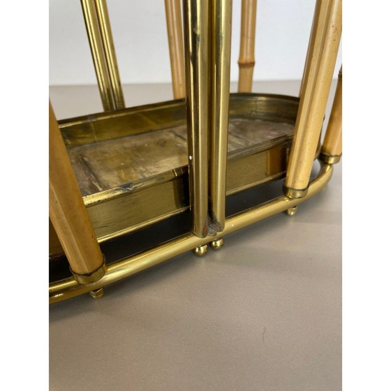 Image 1 of Hollywood Regency Vintage Schirmständer aus Messing und Bambus, Österreich 1950er Jahre