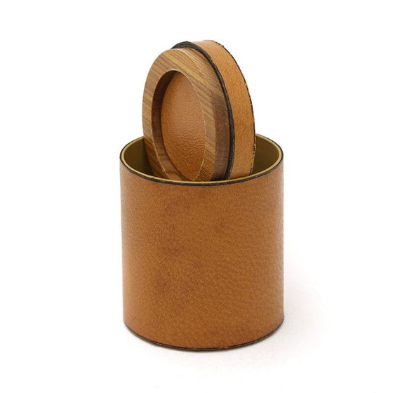 Image 1 of Zylindrische Lederbox mit Deckel, Italien 1970