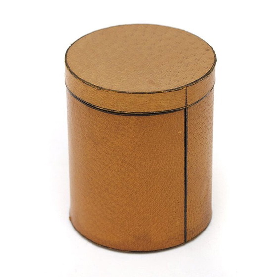 Image 1 of Zylindrische Lederbox mit Deckel, Italien 1970