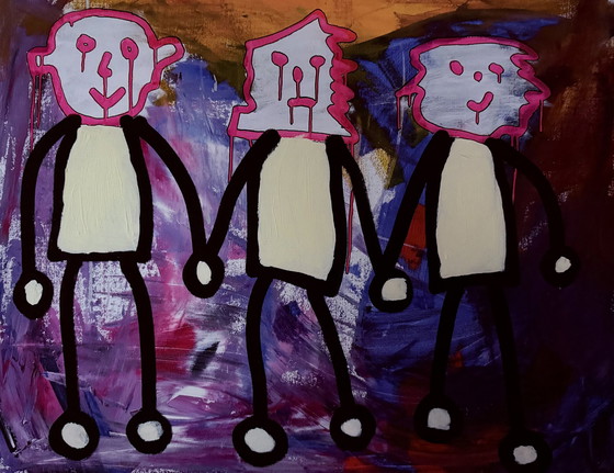 Image 1 of Paul Indrek Kostabi: "We Are Family, 2013". Handsigniert, Nr. 34/75. In ausgezeichnetem Zustand.