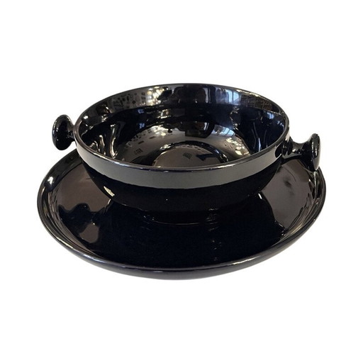 Schwarzes glasiertes Steingut-Teeservice von Luigi Colani für Porzellanfabrik, 1973