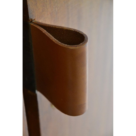 Image 1 of Vintage-Schrank aus Eichenholz mit Leder- und Messinggriff von André Wogenscky und Marta Pan
