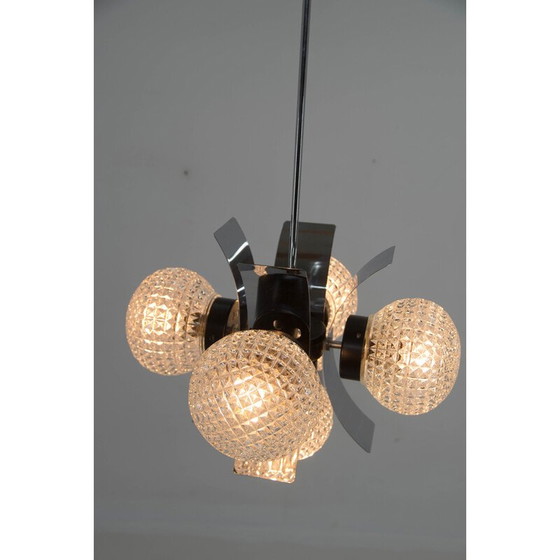 Image 1 of Vintage-Kronleuchter aus Chrom und Glas, Tschechoslowakei 1970