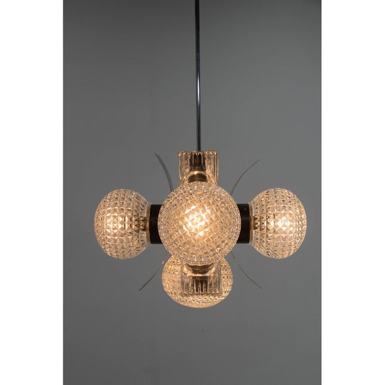 Image 1 of Vintage-Kronleuchter aus Chrom und Glas, Tschechoslowakei 1970