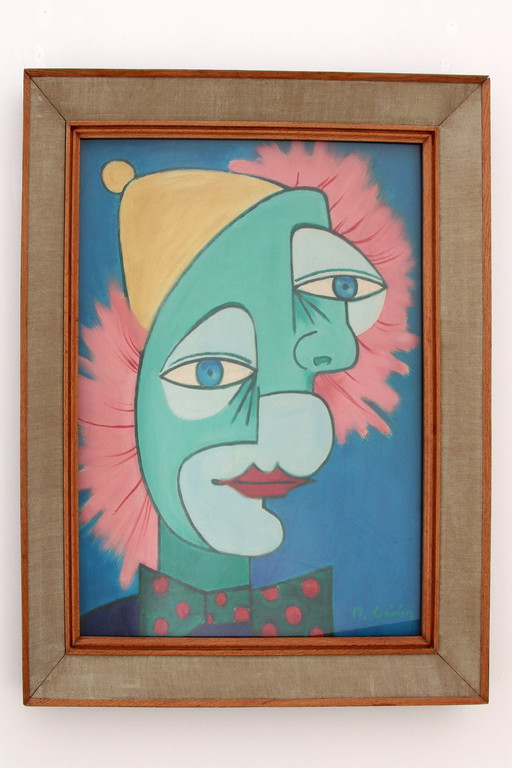 Picasso-Stil Gemälde Whit The Two Faces von Michel Guérin