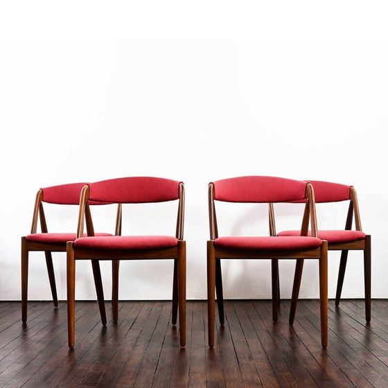 Image 1 of Vintage-Stuhl Modell 31 aus Teakholz und rotem Stoff von Kai Kristiansen