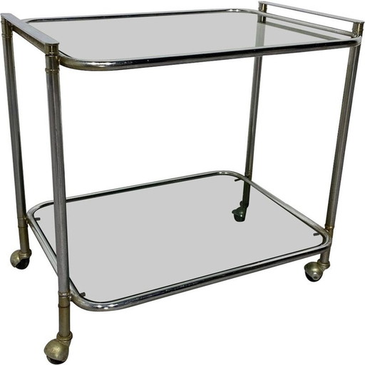 Verchromter Barwagen mit grünem Rauchglas