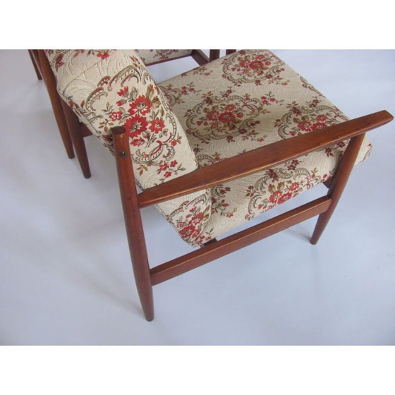 Image 1 of Paar Vintage-Sessel mit Blumenmuster für Ton, Tschechoslowakei 1960