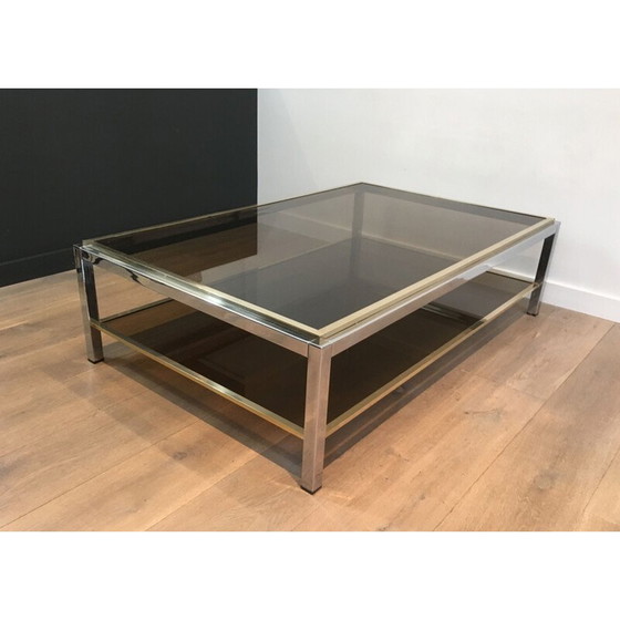 Image 1 of Vintage Couchtisch aus Chrom und Messing, 1970