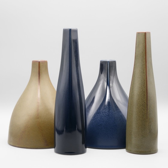 Image 1 of Rosenthal Jeroen Bechtold 4× Vase Set Westdeutsche Töpferei Studio Keramik Quadratur