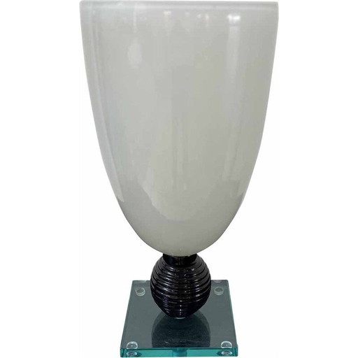 Vintage-Lampe aus weißem Muranoglas, 1980er Jahre