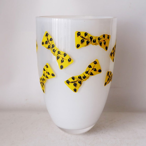 Image 1 of Olaf Stevens, aufgeführt in der Glasfabrik Leerdam - Vase mit Schleifen