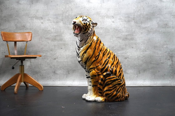 Image 1 of Großer handbemalter italienischer Tiger, 1970er