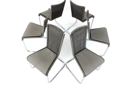 Image 1 of 6x Tecta B25 / WK724 Kragstuhl, Freischwinger Stuhl in Chrom mit Ledersitzpolster