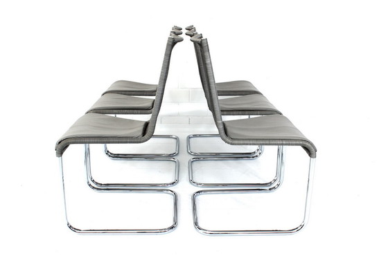 Image 1 of 6x Tecta B25 / WK724 Kragstuhl, Freischwinger Stuhl in Chrom mit Ledersitzpolster