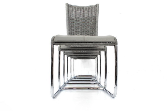 Image 1 of 6x Tecta B25 / WK724 Kragstuhl, Freischwinger Stuhl in Chrom mit Ledersitzpolster