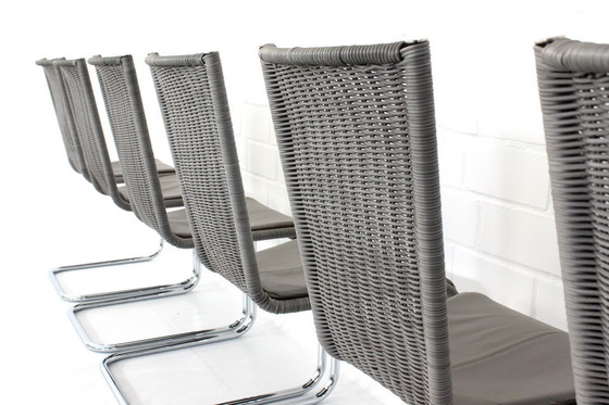 Image 1 of 6x Tecta B25 / WK724 Kragstuhl, Freischwinger Stuhl in Chrom mit Ledersitzpolster