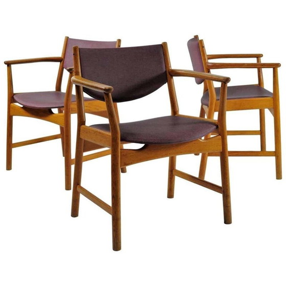 Image 1 of Satz von 3 Vintage-Sesseln Aksel Bender Madsen, Ejnar Larsen Eiche 1960s