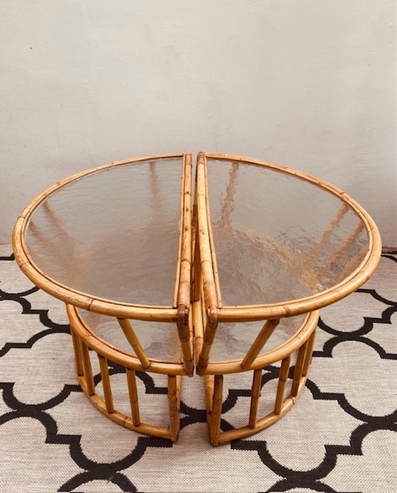 Image 1 of Rohe Rattan-Bambus-Beistelltisch