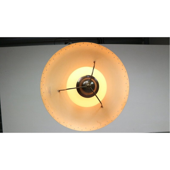 Image 1 of Vintage-Pendelleuchte aus Opalglas und Opalmessing von Bent Karlby für Lyfa, Dänemark 1950