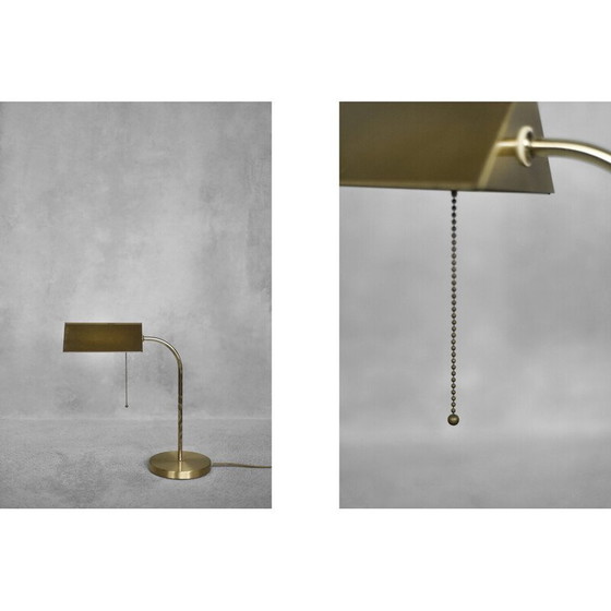 Image 1 of Vintage Schreibtischlampe aus gebürstetem Messing mit Kette für Karstadt AG, Deutschland 1970