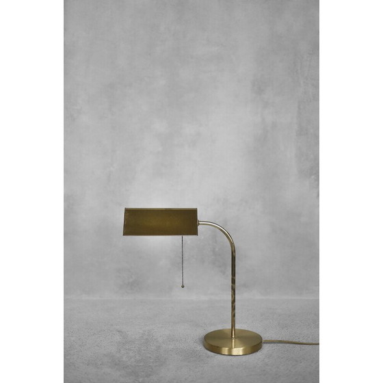 Image 1 of Vintage Schreibtischlampe aus gebürstetem Messing mit Kette für Karstadt AG, Deutschland 1970