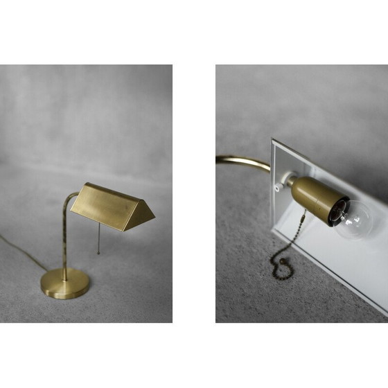 Image 1 of Vintage Schreibtischlampe aus gebürstetem Messing mit Kette für Karstadt AG, Deutschland 1970