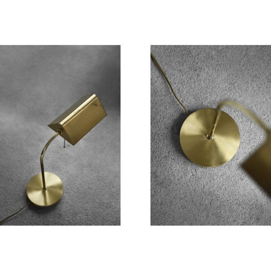 Image 1 of Vintage Schreibtischlampe aus gebürstetem Messing mit Kette für Karstadt AG, Deutschland 1970