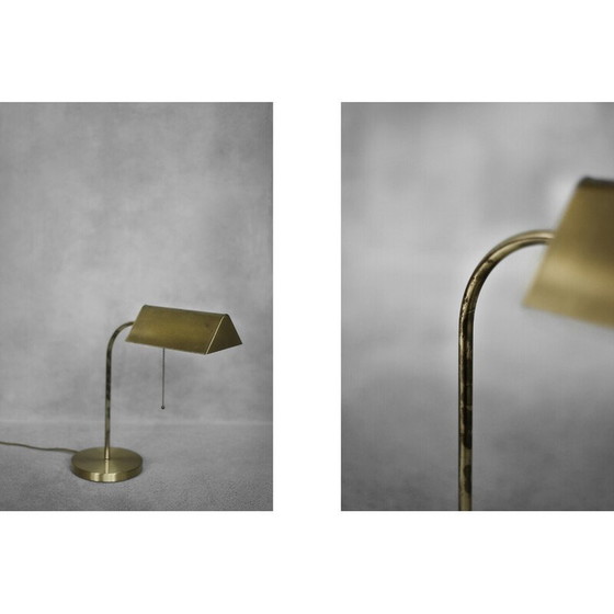 Image 1 of Vintage Schreibtischlampe aus gebürstetem Messing mit Kette für Karstadt AG, Deutschland 1970