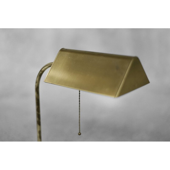 Image 1 of Vintage Schreibtischlampe aus gebürstetem Messing mit Kette für Karstadt AG, Deutschland 1970