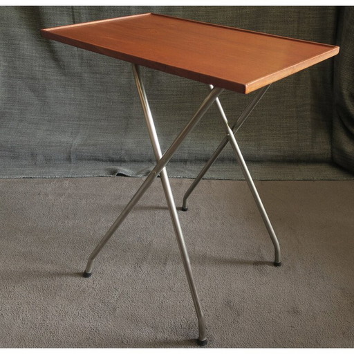 Alter Weintisch aus Teakholz und Aluminium, Dänemark 1960