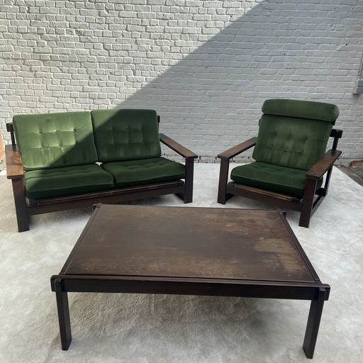 Vintage Wohnzimmergarnitur aus Holz