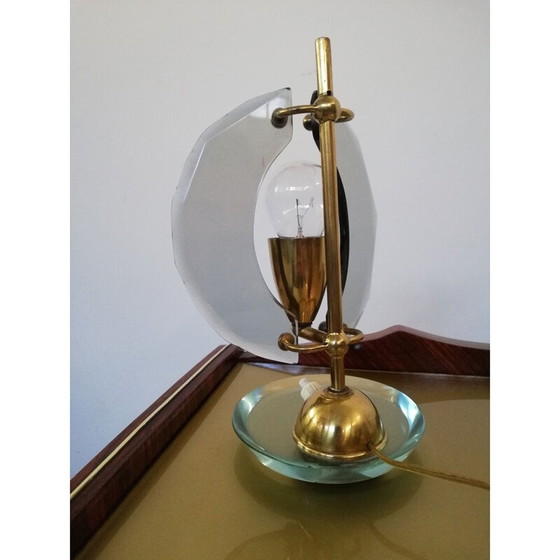 Image 1 of Paar alte Lampen aus Messing und Rauchglas von Gino Paroldo, Italien 1950