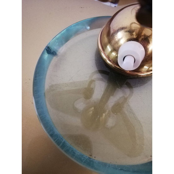 Image 1 of Paar alte Lampen aus Messing und Rauchglas von Gino Paroldo, Italien 1950