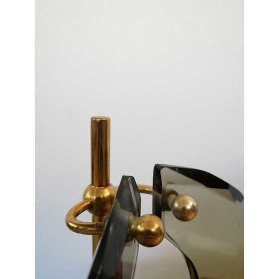 Image 1 of Paar alte Lampen aus Messing und Rauchglas von Gino Paroldo, Italien 1950