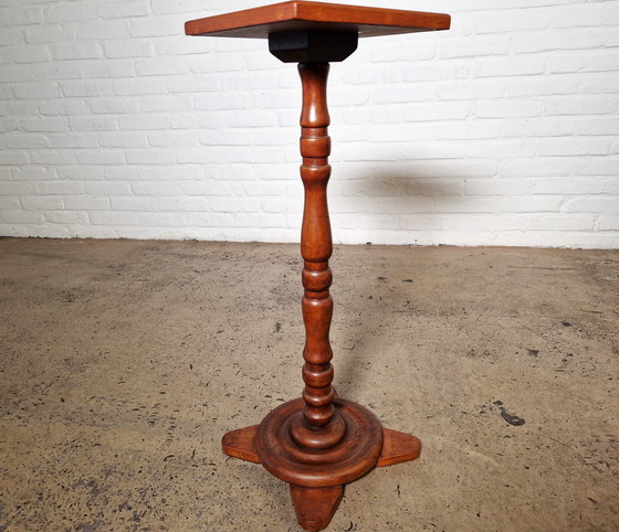 Image 1 of Gedrehter Pflanzenständer mit Lederauflage, 1950er Jahre