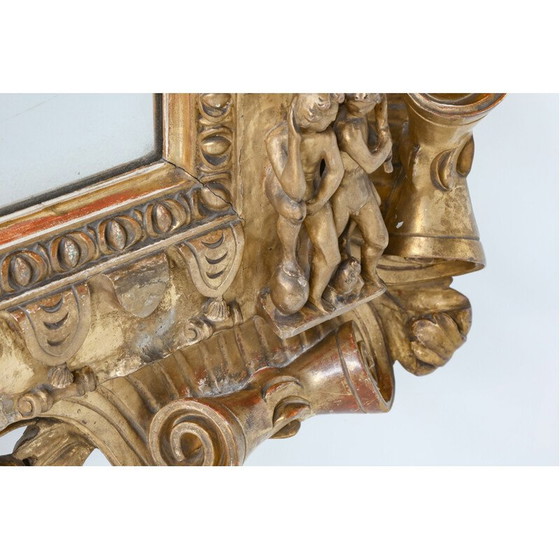 Image 1 of Vintage Spiegel in vergoldetem Holz Leinwand