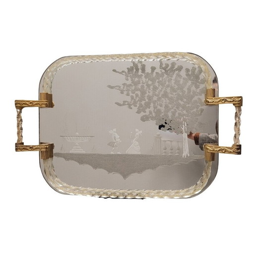 Exquisiter Tisch aus Muranoglas und Goldstaub, Italien 1950