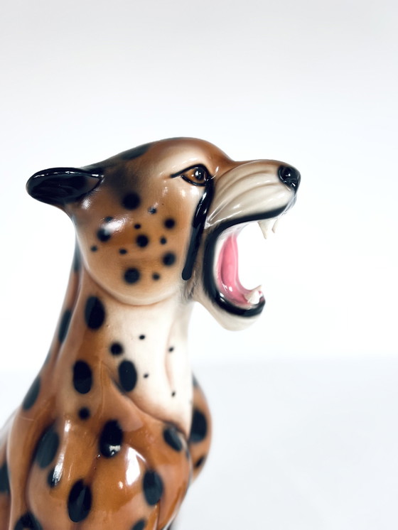 Image 1 of Italienischer Keramik-Leopard mit Jungtier '60