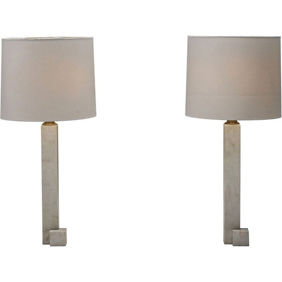 Image 1 of Vintage Stehleuchte mit Bronze und italienischem Marmor, 1950er Jahre