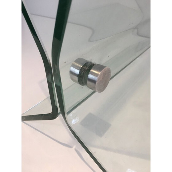 Image 1 of Zeitschriftenständer aus Glas und gebürstetem Stahl, Frankreich 1970