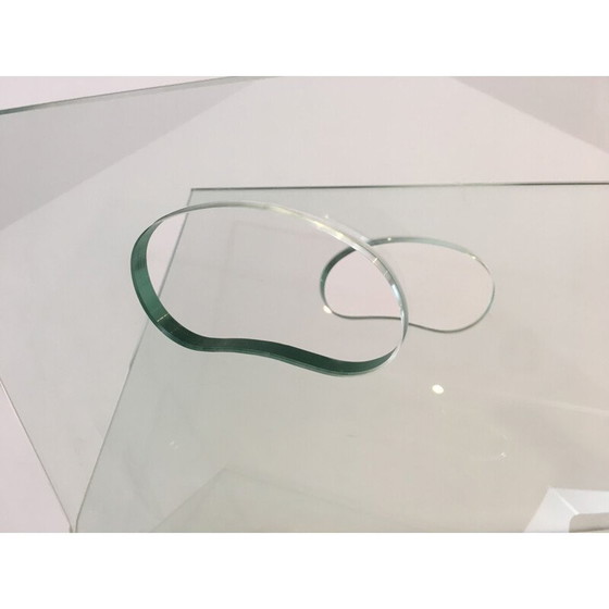 Image 1 of Zeitschriftenständer aus Glas und gebürstetem Stahl, Frankreich 1970