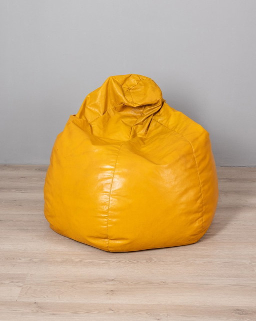 Vintage 80S Pouf in echtem Leder italienisches Design